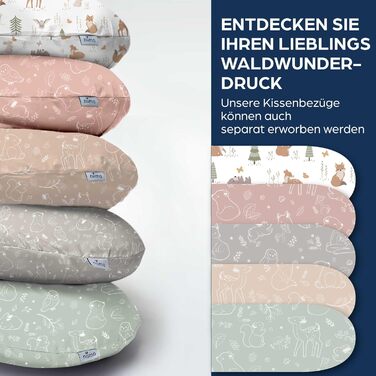 Подушка для вагітних XXL Niimo & подушка для годування - подушка для тих, хто спить на боці з чохлом з 100% бавовни, зручна подушка для дорослих, подушка для підтримки, (200 см x 70 см) (Бежевий Ліс, подушка для годування)