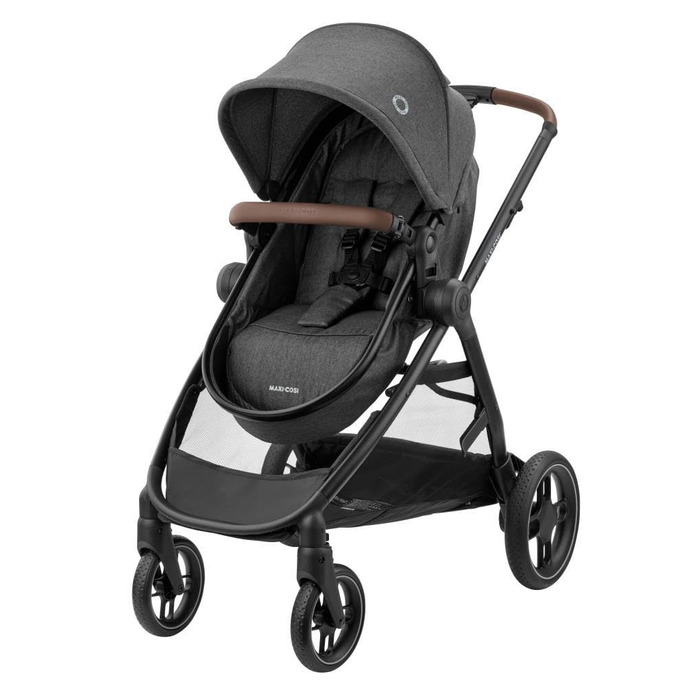 Дитяча коляска 3 в 1 Maxi-Cosi Zelia S Trio, сіра, 0-4 роки, до 22 кг, компактна, складна, з автокріслом CabrioFix i-Size, комплект з аксесуарами та пеленальною сумкою