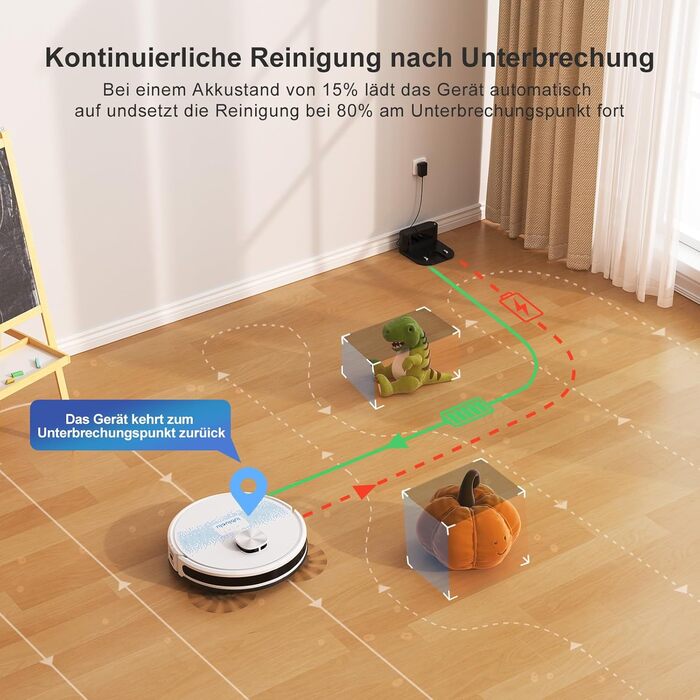 Робот-пилосос Lubluelu 3-в-1 з функцією миття, 4500Pa, лазерна навігація, 5 карт, 55dB, для твердих підлог, килимів та шерсті тварин (SL60D)