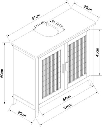 Підставка для ніг під умивальник EISL BMBA02-BH2 з бамбука, 35x45x35 см