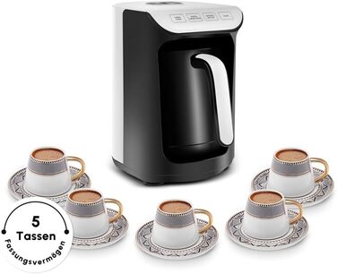 Кавомашина KARACA Hatır для приготування турецького кави з функцією обсмажування, 535W, 5 чашок, автоматичне нагрівання, антрацит