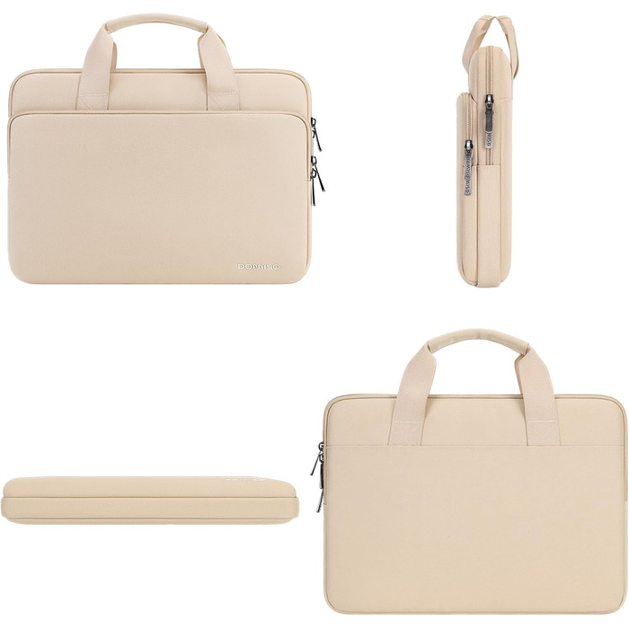 Чохол для ноутбука DOMISO 15.6 дюймів, сумісний з MacBook Pro (M4/M3/M2/M1) та іншими моделями, водовідштовхуючий, з ручкою, бежевий