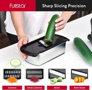 Многофункціональний овочевий слайсер-мандоліна 14-в-1 з нержавіючої сталі (чорний)