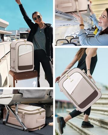 Рюкзак LOVEVOOK для ручної поклажі літака, жіночий, водонепроникний, з відділенням для взуття, 40L, 45x36x20, для ноутбука 17 дюймів, Carry on Luggage (сірий, білий, кавовий)