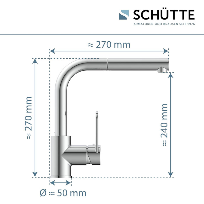 Змішувач для кухні SCHTTE DESIGN RING, змішувач для кухні з функцією енерго- та водозбереження, змішувач з одноважільним змішувачем для раковини, 26239 (хром)