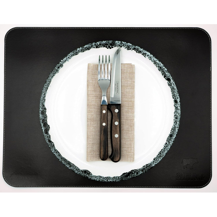 Набір скатертин BEEFSTONE© 6 шт. з PU шкіри, двосторонні, водонепроникні, миючі, з імітацією шкіри, 44 x 34 см (Чорно-коричневий/Бежевий)