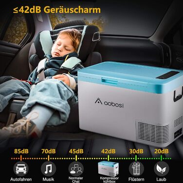 AAOBOSI Холодильник автомобільний компресорний 60 л з Wi-Fi, 12/24/240 В, -20°C до 20°C, Dual Zone, для авто, вантажівки, човна, кемпінгу