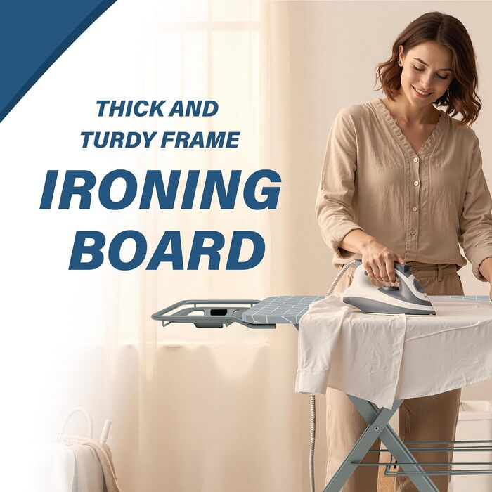 Прасувальна дошка STANEW XXL 120 x 45 см – розкладна та регульована по висоті, з системою безпечного закривання, підставкою для праски та неслизькими ніжками