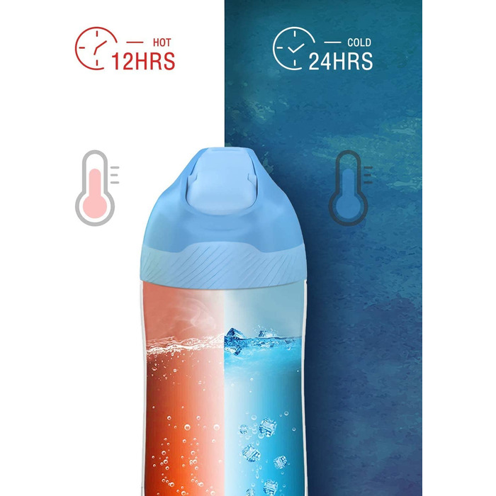 Пляшка для пиття з нержавіючої сталі FEIJIAN для дітей з трубочкою - 350 мл/400 мл герметична Термальна пляшка без бісфенолу А, що відкривається в 1 клацання, що