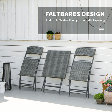 Набір бістро Outsunny Poly Rattan на 2 особи Група відпочинку сіра, садові меблі з ротанга для балкона та тераси