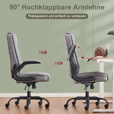 Офісний крісло CASTLOVE Ергономічне, для дому та офісу, сірого кольору, з підлокітниками, регулюванням висоти та нахилу, з підголівником, 150 кг, тканина