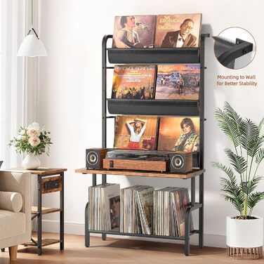 Стійка для програвача вінілу з полицями для зберігання платівок (до 300 альбомів)
