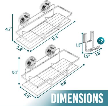 Корзина для душу TAILI з кріпленням на присоску, нержавіюча сталь, без свердління, чорний, 2 шт.