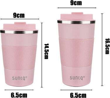 Чашка для кави SUNTQ to go Thermo з нержавіючої сталі-Термос з прогумованою манжетою з подвійною ізоляцією-Кавова чашка з герметичною кришкою багаторазового використання 380 мл (380 мл-380 мл-2021new, Rose)