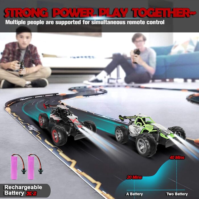 Радіокерований позашляховик 2.4GHz, LED підсвічування, швидкість 15+ км/год, іграшка для хлопчиків, чорно-червоний