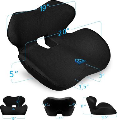 Подушка для сидіння PRIMART з Memory Foam для офісного, автомобільного, ігрового крісла, стільця для обідньої зони, для болю в попереку, куприку та для зняття тиску, підтримка попереку та спини