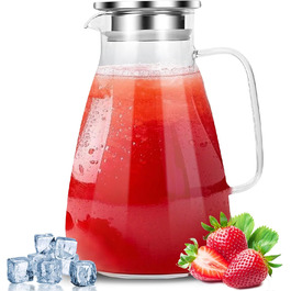 Скляна карафа 2,2 л з кришкою, термостійка, для води, соку та гарячих напоїв