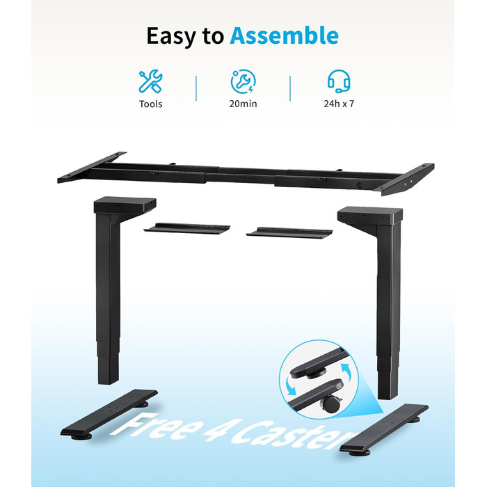 Електричний стіл MAIDeSITe T2 Pro Plus (Чорний) з регулюванням висоти, 2 мотори, 4 пам'яті, нагадування про зміну положення