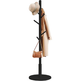 Дерев'яний вішак для одягу Edihome з 8 гачками, 172 x 38 x 38 см, для передпокою, коридору або спальні (Чорний)