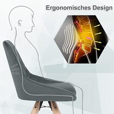 Стілець для їдальні WOLTU, поворотний, для кухні/вітальні, з м'яким оксамитовим сидінням, на дерев'яних ніжках, до 150 кг, набір 8 шт. (темно-сірий)