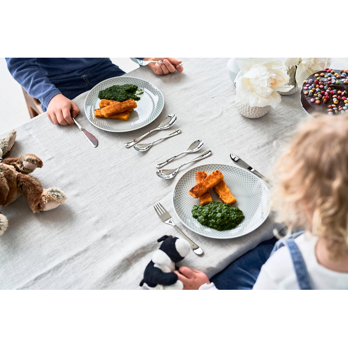 Набір дитячого столового приладдя ZWILLING Kinderbesteck-Set, 4-частинний, з кольоровими мотивами лицарів, для дітей від 3 років, нержавіюча сталь 18/10, сріблястий, упаковка без пластику