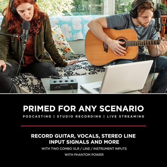 Аудіоінтерфейс M-AUDIO M-Track Duo USB для запису, стрімінгу та подкастингу (2 XLR/Line/DI входи, 48kHz, з програмним забезпеченням)