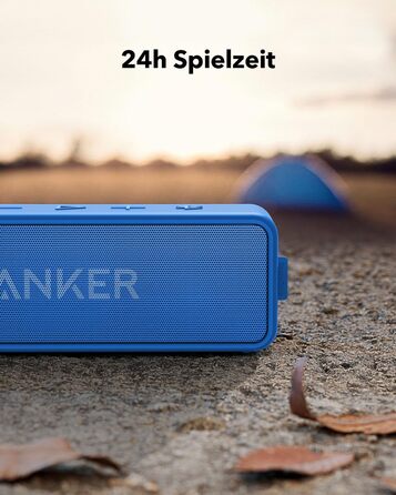 Портативна Bluetooth колонка Anker SoundCore 2, блакитна: потужний звук, глибокий бас, 24 год роботи, водонепроникність IPX7, сумісна з iPhone, Galaxy та іншими пристроями