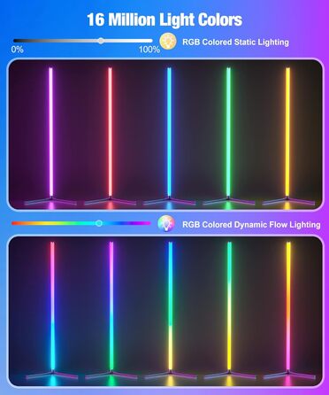 Світлодіодний торшер Ydene 165см RGB, з регулюванням яскравості, музичні режими APP, зміна кольору, сучасний, для вітальні та інше