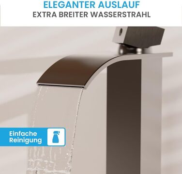 Змішувач для ванної кімнати Bächlein Tamina з водоспадним дизайном, однозахватний, антрацит, з монтажним комплектом