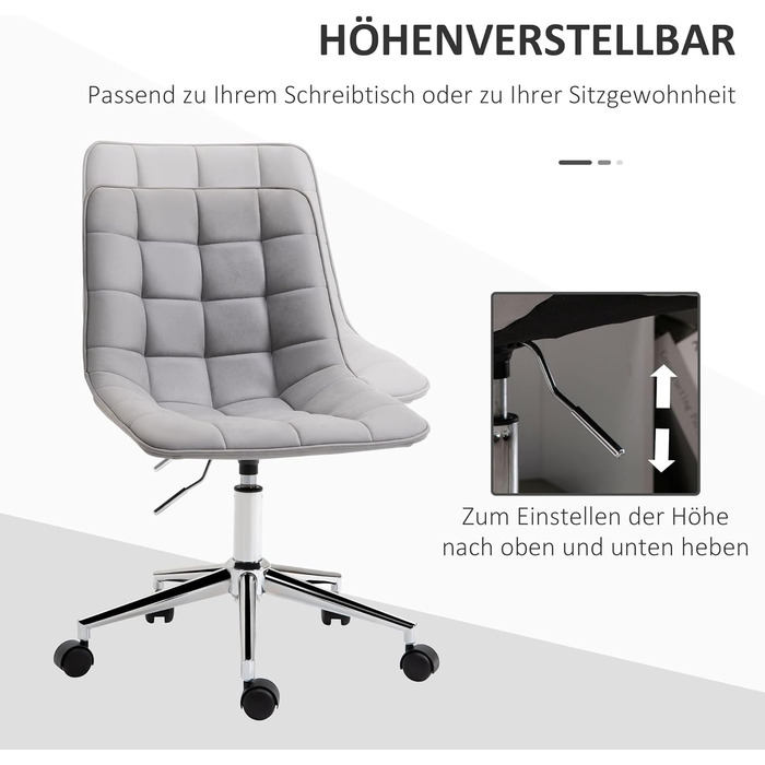 Крісло офісне Vinsetto, поворотне, регульоване по висоті, сірого кольору, 60x60x90 см