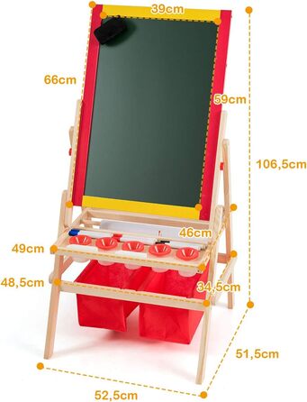 Дитячий мольберт COSTWAY 3-в-1 дошка, дошка для крейди та рулон паперу, включаючи аксесуари та коробки