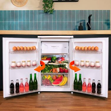 Міні-холодильник Cecotec Bolero CoolMarket TT 107: 107 л, клас E, регулювання температури, ящик для овочів, морозильна камера, тиха робота, чорний/білий