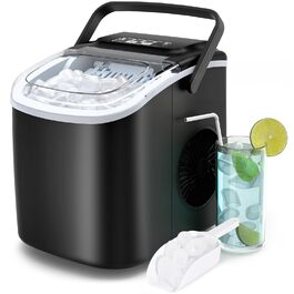 Льодогенератор PALINTH для дому та бару, 2 розміри кубиків льоду, самоочищення, чорний