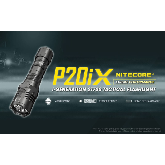 Надпотужний тактичний ліхтарик Nitecore унісекс P20iX, чорний, універсальний і ультра-крихітний титановий брелок для ключів NTK05 (Одиночний)