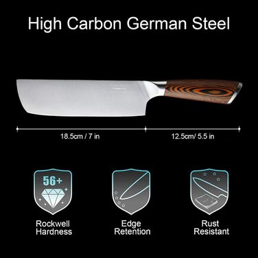 Японський ніж Nakiri 7 дюймів: професійний кухонний ніж для овочів з нержавіючої сталі з високим вмістом вуглецю