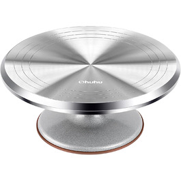 Ohuhu Поворотна підставка для тортів 30 см, алюмінієвий сплав, для декорування тортів (срібна)