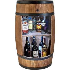 Дерев'яний бар з полицями для вина CREATIVE COOPER Fass - LED підсвітка, 80x50 см, стилістика рустік