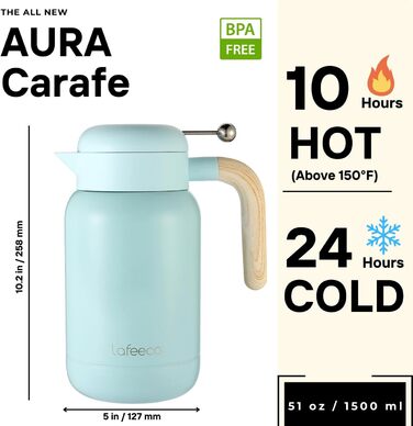 Термос для кави та чаю Aura Dune Mirage Blue 1.5 л (51 oz) з вакуумною ізоляцією, BPA-free