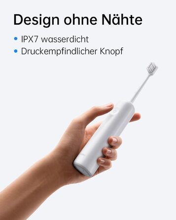 Електрична зубна щітка Laifen Wave: звукова, з вібрацією та осциляцією, 3 насадки, IPX7, біла (ABS)