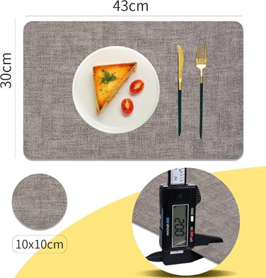 Набори підставки під тарілки Purejoy Platzsets, 6 шт., сірі, миючі, з ПУ шкіри, стійкі до ковзання та тепла, 43x30 см, для дому, кухні, обіднього столу