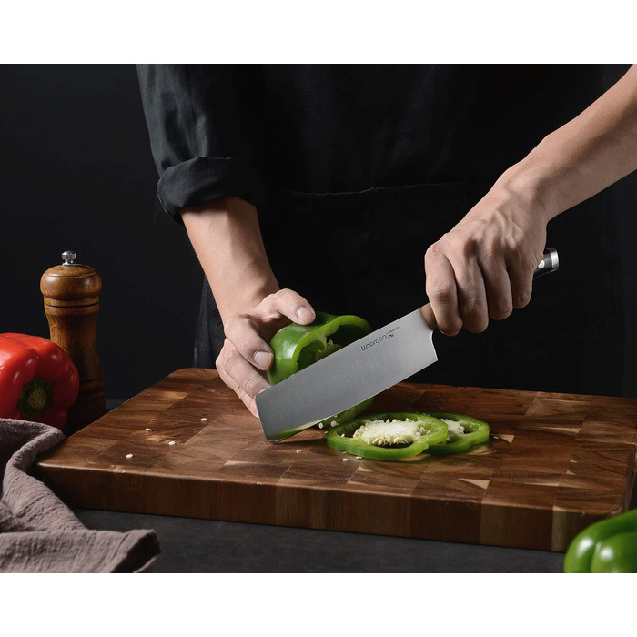 linoroso 9 см Ніж для чищення овочів Гострі ножі для фруктів Кухонні ножі Маленькі кухонні ножі Ергономічна ручка з німецької кованої вуглецевої сталі з елегантною подарунковою коробкою - Classic Series (7-дюймовий ніж Nakiri)