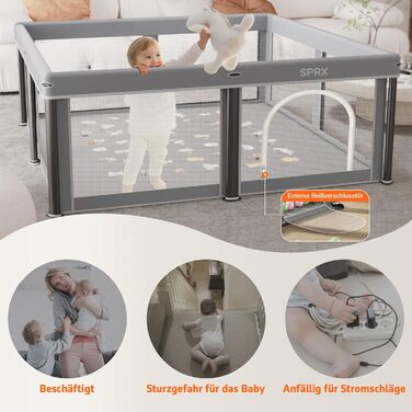 Дитячий портативний ігровий центр (laufstall) з матом, 127x127x69 см. Безпечний та зручний для дому та на вулицю. В комплекті 50 кульок.