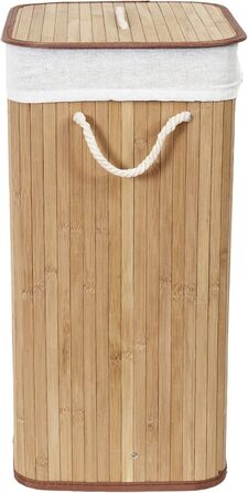 Кошик для білизни з бамбука з винімним мішком - стильний кошик для ванної, спальні або пральні - декоративне зберігання в стилі SPA, квадратний