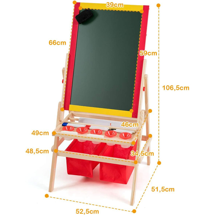Дитячий мольберт COSTWAY 3-в-1 дошка, дошка для крейди та рулон паперу, включаючи аксесуари та коробки