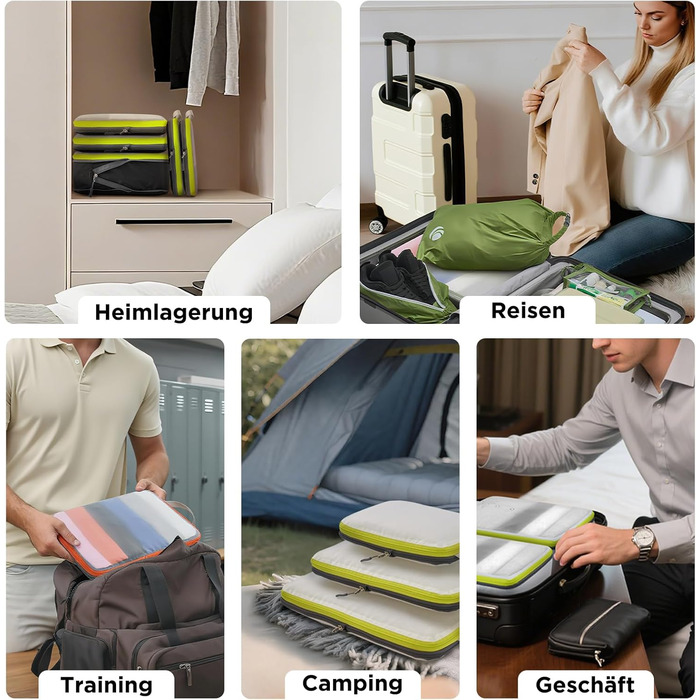 Набір органайзерів для подорожей Cipway: компресійні сумки для одягу та рюкзака, легкі сітчасті пакувальні куби (6 шт), чорний