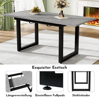 Розсувний обідній стіл Merax, 140/180x80x75 см, білий, металеві ніжки