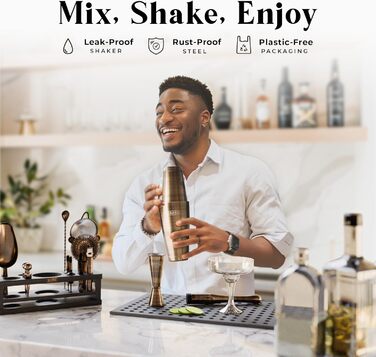 Набір бармена BARE BARREL® Mixology: 16 предметів для приготування коктейлів | Шейкер Boston, Martini, мірні інструменти | 35 рецептів | Подарунок