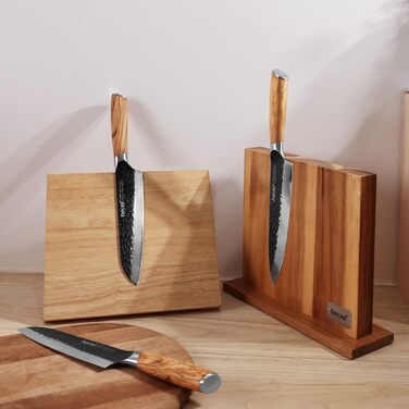 Ніж кухарський Damast 20см Hecef, професійний ніж шеф-кухаря, японський ніж з 67 шарів дамаст сталі та ручкою з оливкового дерева