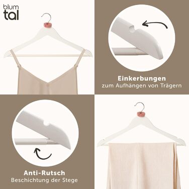 Набір вішалок для одягу Blumtal: 40 шт., з дерева, з антиковзким покриттям та захистом від молі