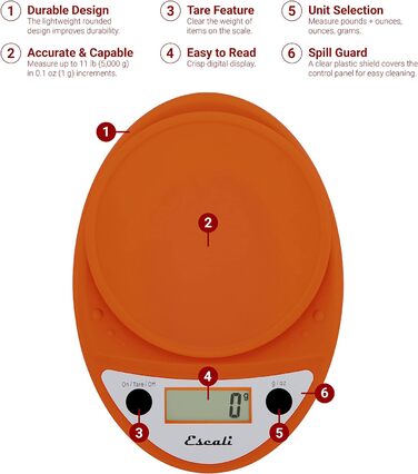 Кухонні ваги Escali P115TG Primo Digital - Кухонні ваги - Кухонні ваги - Випічка - Контроль порцій - Хобі - Трав'яні ваги Побутові ваги - 5 кг - Естрагон зелений - 22 х 15 х 4 см (Гарбуз помаранчевий)